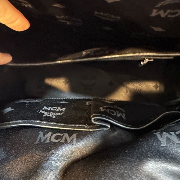 MCM Dark Green Logo Backpack